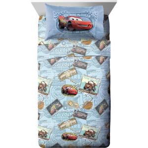 Jay Franco Kids Sheet Set with Fitted, Flat Sheets & Pillow Cover – Ultra-Soft Bedding with Pillowcase for Room Decor, White – Bluey, 4 Piece Full(Blue – Cars)