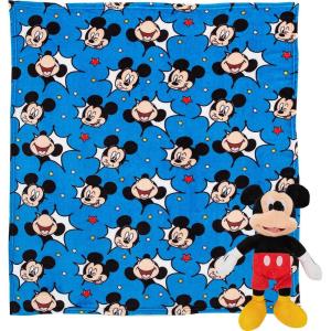 Northwest Bluey Character Hugger Pillow & Silk Touch Throw Blanket Set, 40″ x 50″, Hooray(Mickey Mouse – Comic Pop)