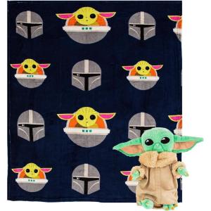 Northwest Bluey Character Hugger Pillow & Silk Touch Throw Blanket Set, 40″ x 50″, Hooray(Star Wars – the Mandalorian Dark Hover)