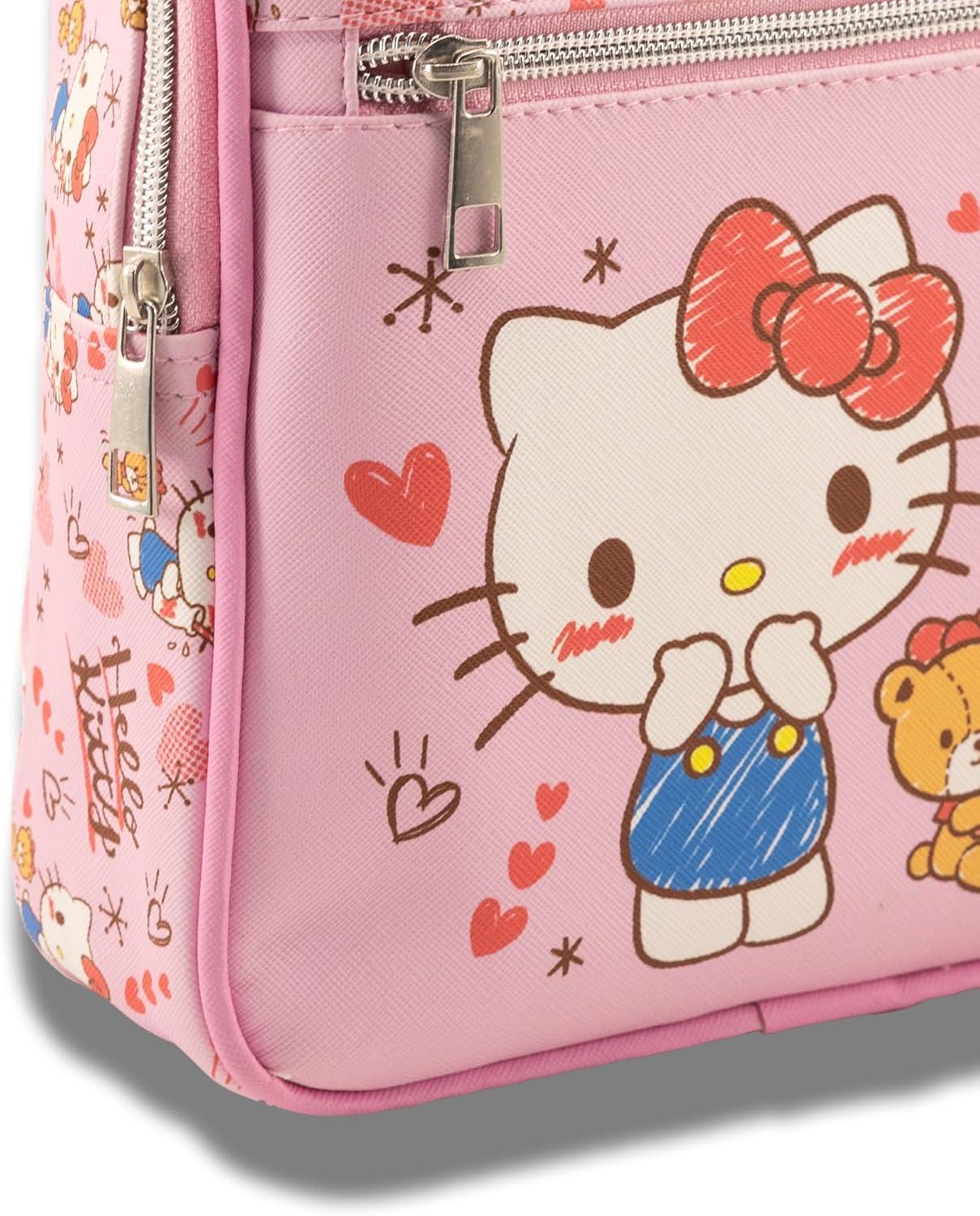 imageFast Forward Bluey Mini Backpack for Kids amp Adults 10 PU Leather Bluey Backpack Purse Featuring Bluey Toddler Travel Bag Small Backpack Bookbag for School Travel or Everyday Use Ages 3Hello Kitty