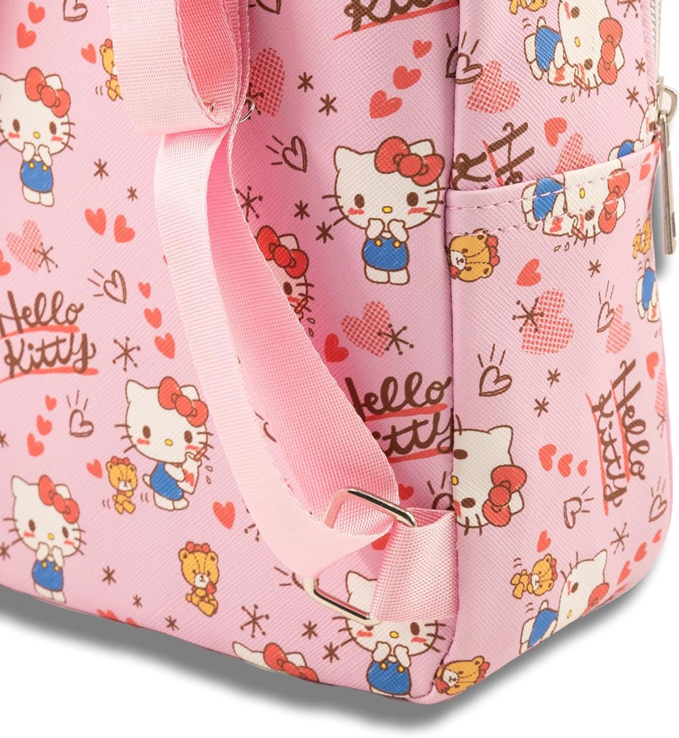 imageFast Forward Bluey Mini Backpack for Kids amp Adults 10 PU Leather Bluey Backpack Purse Featuring Bluey Toddler Travel Bag Small Backpack Bookbag for School Travel or Everyday Use Ages 3Hello Kitty