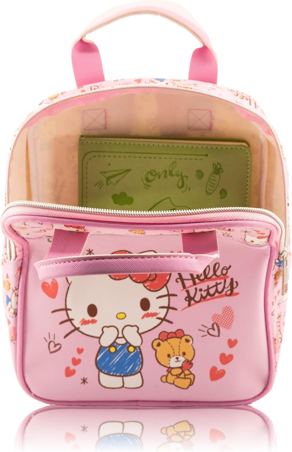 imageFast Forward Bluey Mini Backpack for Kids amp Adults 10 PU Leather Bluey Backpack Purse Featuring Bluey Toddler Travel Bag Small Backpack Bookbag for School Travel or Everyday Use Ages 3Hello Kitty