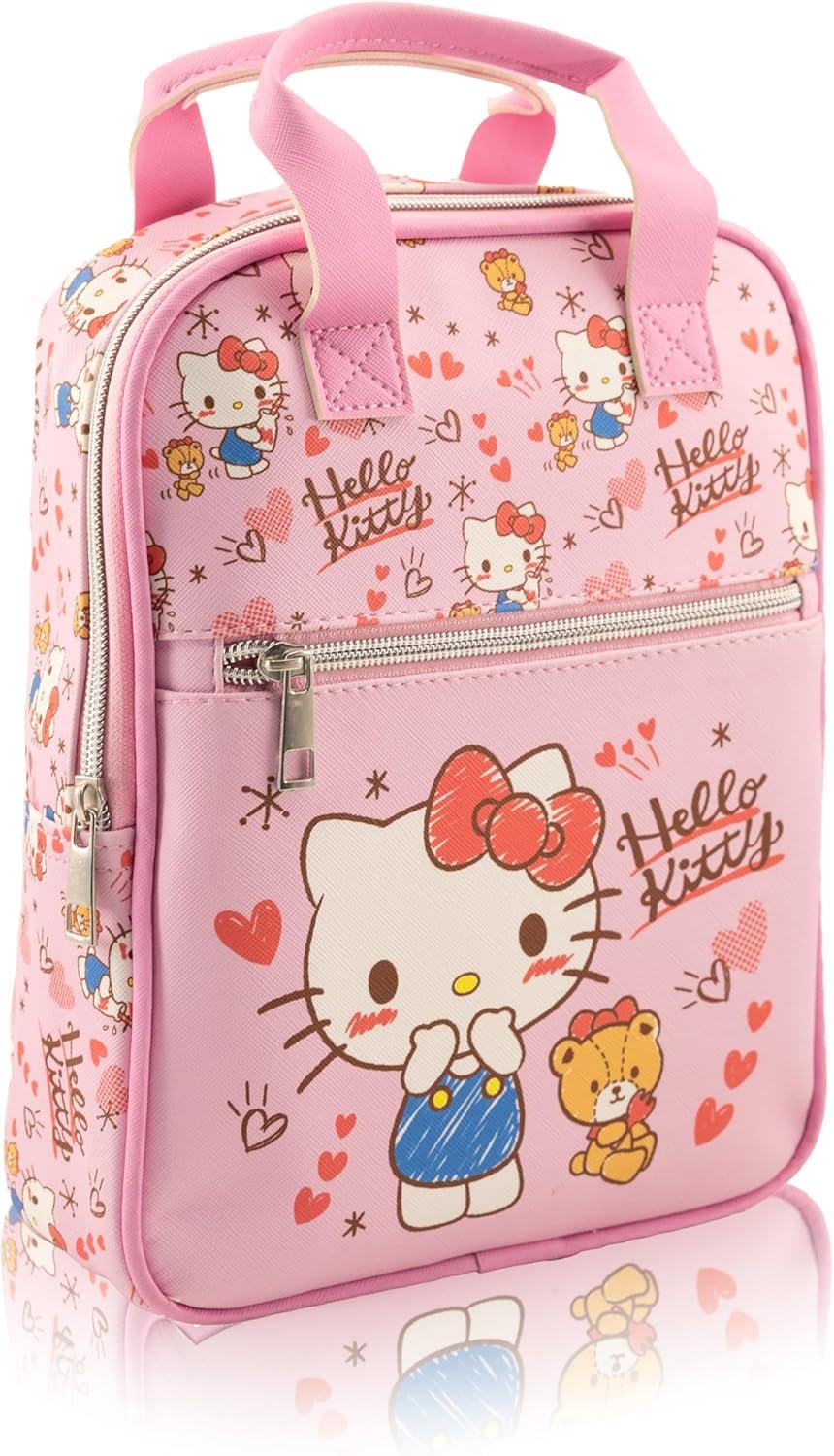 imageFast Forward Bluey Mini Backpack for Kids amp Adults 10 PU Leather Bluey Backpack Purse Featuring Bluey Toddler Travel Bag Small Backpack Bookbag for School Travel or Everyday Use Ages 3Hello Kitty