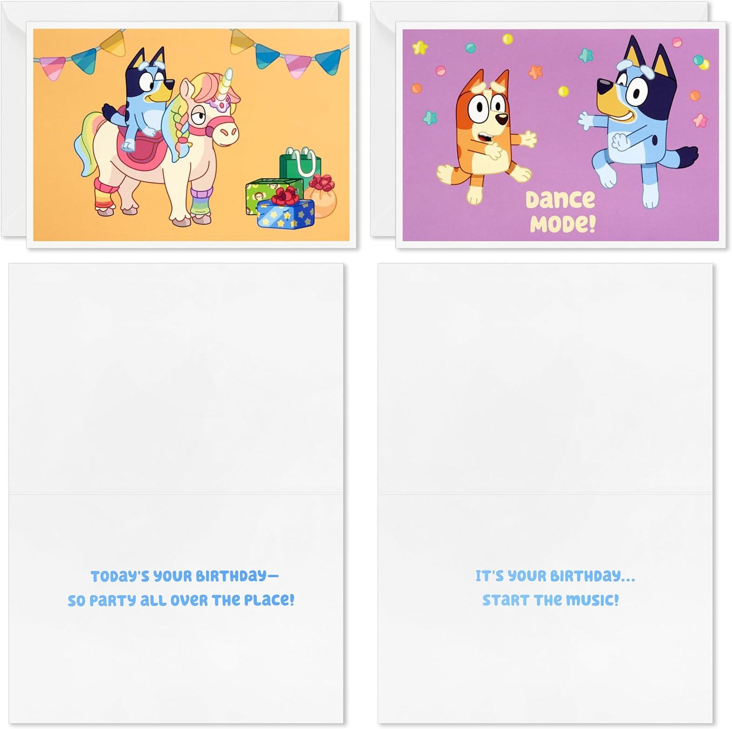 imageHallmark Bluey Kids Birthday Card Assortment 16 Cards with Envelopes Unicorn Dance Mode HoorayUnicorn  Dance Mode  Hooray