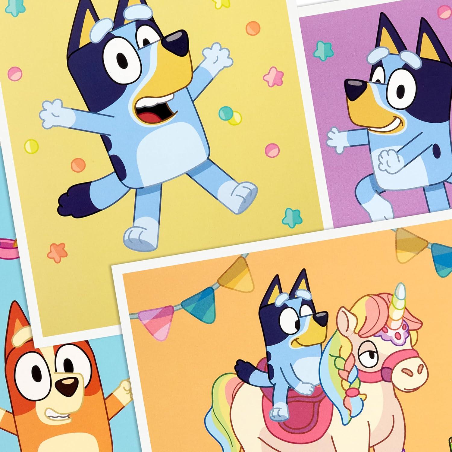 imageHallmark Bluey Kids Birthday Card Assortment 16 Cards with Envelopes Unicorn Dance Mode HoorayUnicorn  Dance Mode  Hooray