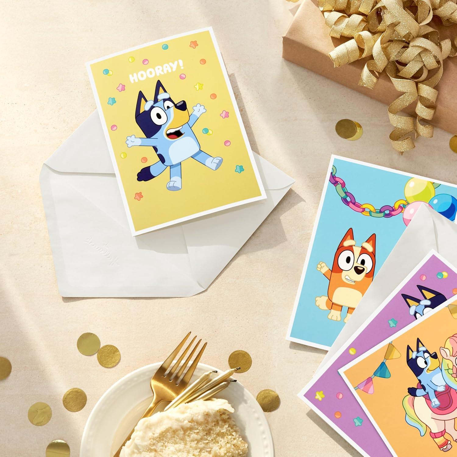 imageHallmark Bluey Kids Birthday Card Assortment 16 Cards with Envelopes Unicorn Dance Mode HoorayUnicorn  Dance Mode  Hooray