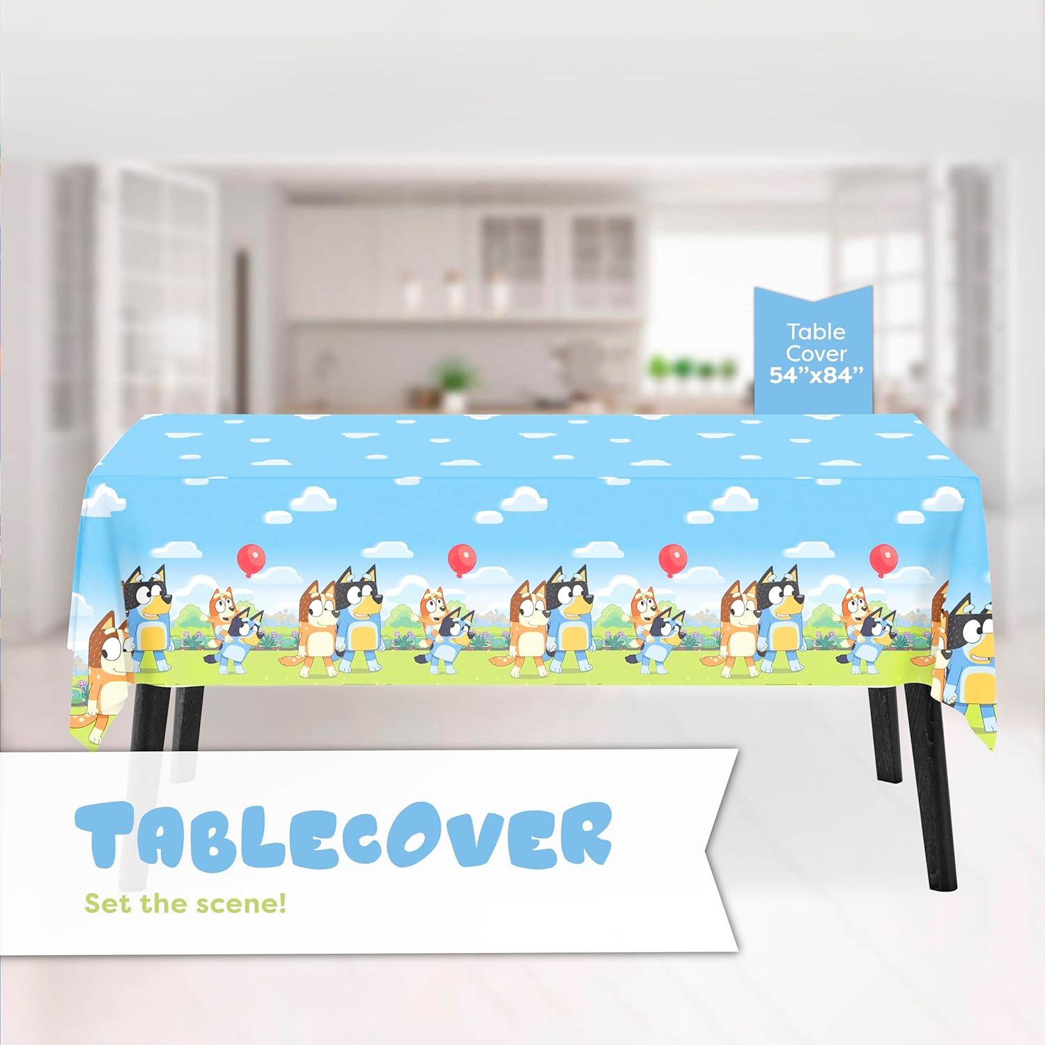 imageUnique Bluey Birthday Decorations Bluey Party Decorations Serves 16 Officially Licensed Tablecover Plates Cups Napkins Forks Button