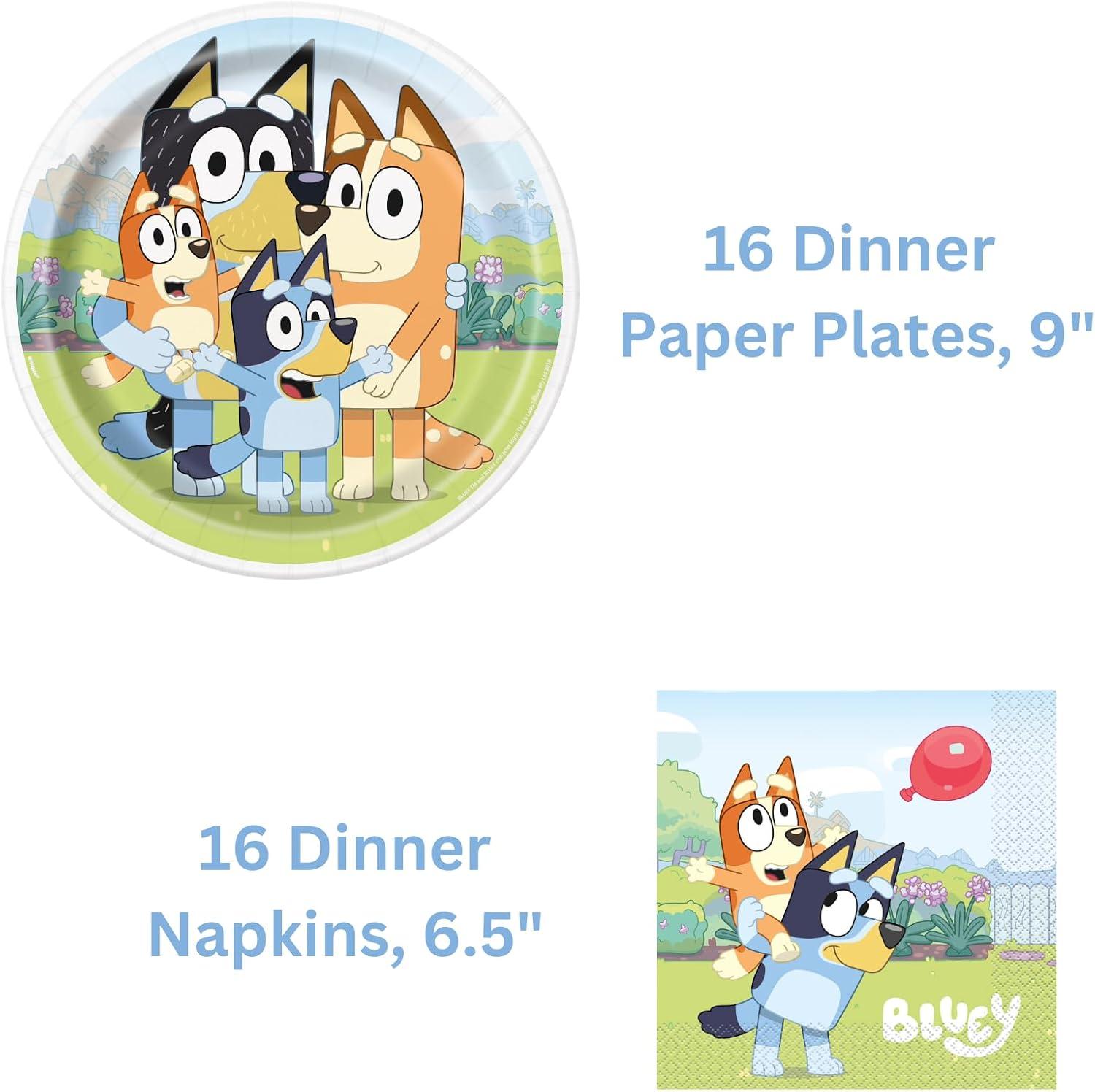 imageUnique Bluey Birthday Party Supplies Set for 16 Guests Bluey Plates and Napkins Forks Sticker Birthday Decorations Party Decorations