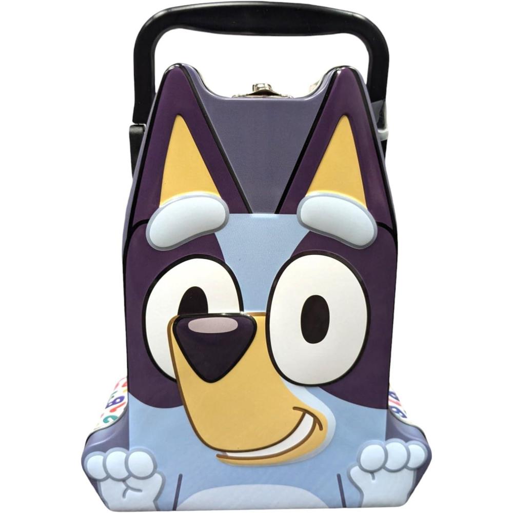 imageBluey Head Shaped Tin Carry All Hinged Lid Handle 1 Count Blue