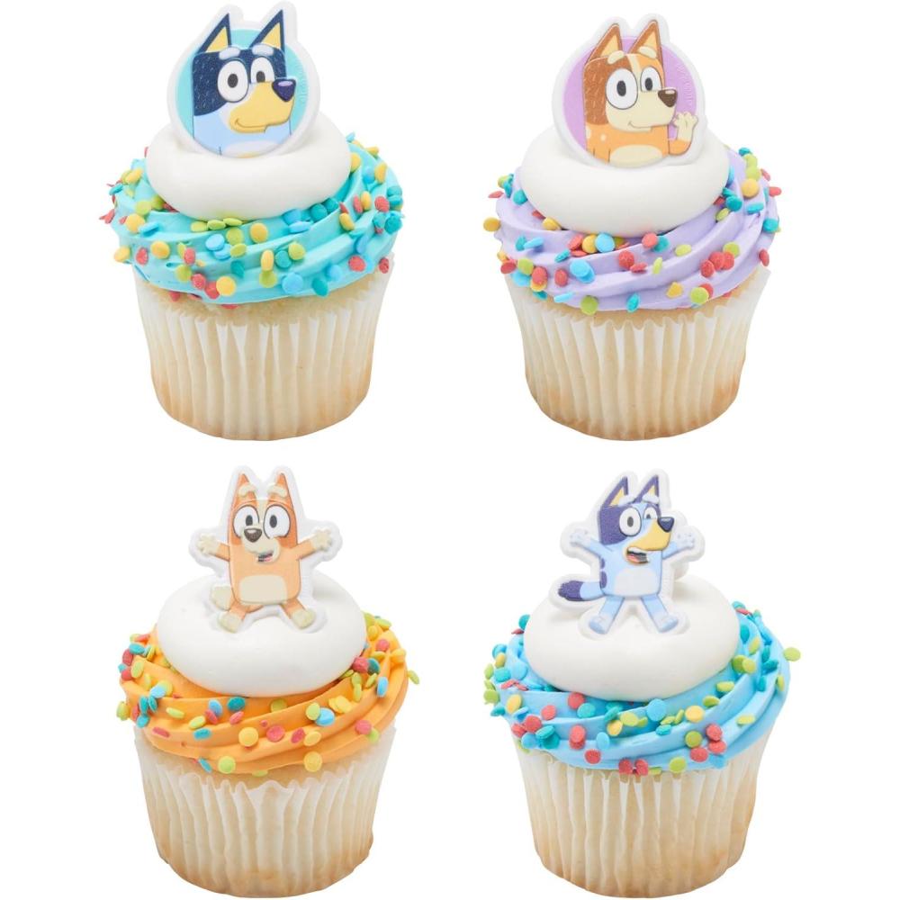 imageDecoSet Bluey Dance Mode Cake Toppers 3 Piece Cake Decoration With Bluey And Bingo Figurines and Muffin amp Socks Poly Pic For Birthday Parties CelebrationCupcake Rings