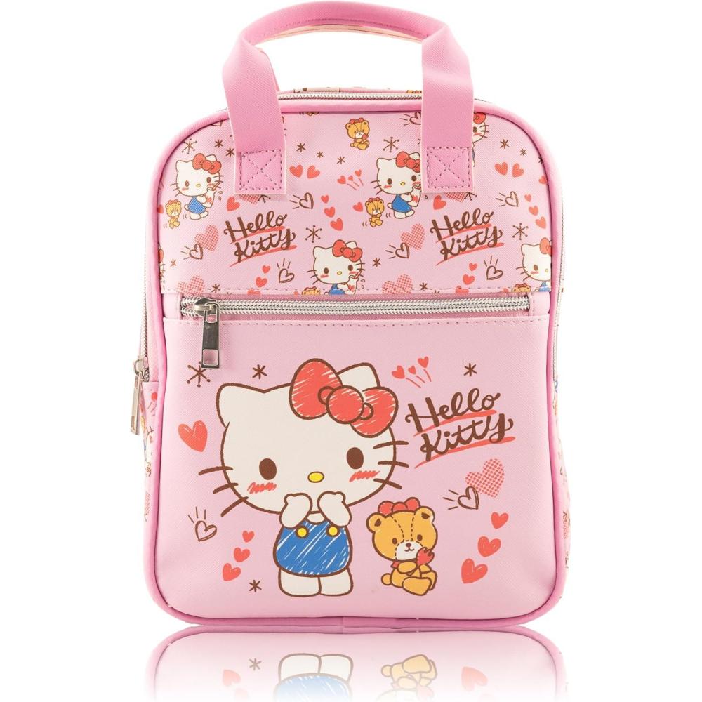 imageFast Forward Bluey Mini Backpack for Kids amp Adults 10 PU Leather Bluey Backpack Purse Featuring Bluey Toddler Travel Bag Small Backpack Bookbag for School Travel or Everyday Use Ages 3Hello Kitty