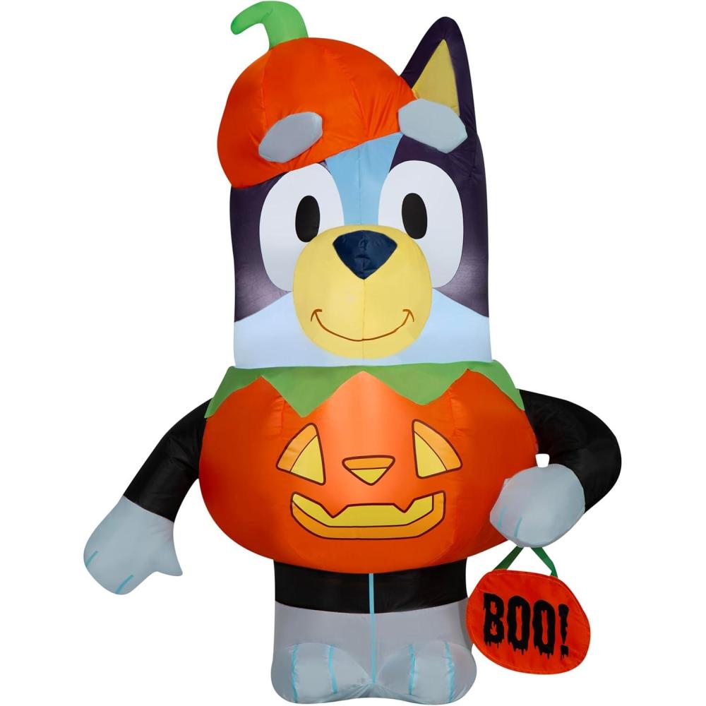 imageGemmy Bluey Halloween Inflatable 35 Ft Tall Lighted Bluey in Jack O Lantern Costume Yard Decoration Outdoor Decor with Stakes and Tethers