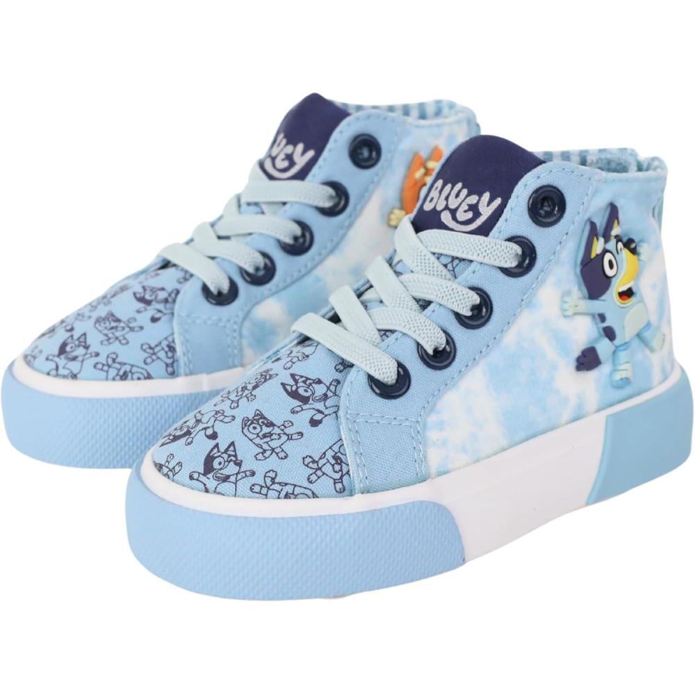 imageGround Up Bluey Sneakers for Kids  Unisex Hightop Bluey and Bingo Shoes with a Side Zipper so They Slip onBlue