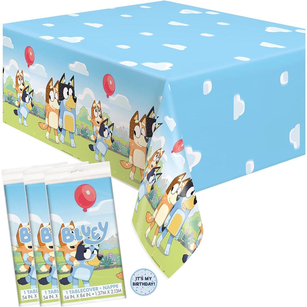 imageUnique Bluey Birthday Party Supplies  Rectangular Plastic Table Covers Pack of 2 and Sticker3
