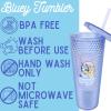 Bluey Rhinestone Tumbler with Candy Sticks and Lollipops Inside, Individually Wrapped Pieces, 24 Ounces