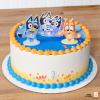 DecoSet® Bluey Dance Mode Cake Toppers, 3 Piece Cake Decoration With Bluey And Bingo Figurines and Muffin & Socks Poly Pic, For Birthday, Parties, Celebration(Cake Decoration)