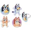 DecoSet® Bluey Dance Mode Cake Toppers, 3 Piece Cake Decoration With Bluey And Bingo Figurines and Muffin & Socks Poly Pic, For Birthday, Parties, Celebration(Cupcake Rings)