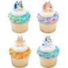 DecoSet® Bluey Dance Mode Cake Toppers, 3 Piece Cake Decoration With Bluey And Bingo Figurines and Muffin & Socks Poly Pic, For Birthday, Parties, Celebration(Cupcake Rings)