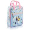 Fast Forward Bluey Mini Backpack for Kids & Adults | 10″ PU Leather Bluey Backpack Purse Featuring Bluey | Toddler Travel Bag, Small Backpack Bookbag for School, Travel, or Everyday Use | Ages 3+(Bluey – Blue and Pink)