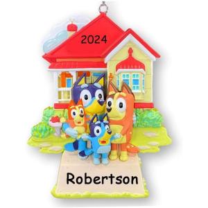 Bluey Christmas Ornament – Officially Licensed – Bluey Bingo Heeler Family Christmas Tree Ornament Decoration with Custom Names