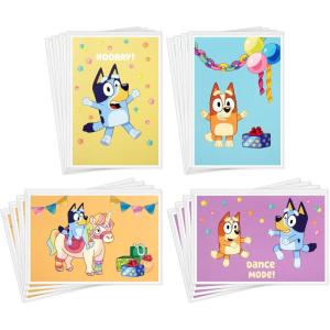 Hallmark Bluey Kids Birthday Card Assortment (16 Cards with Envelopes) Unicorn, Dance Mode, Hooray(Unicorn  Dance Mode  Hooray)