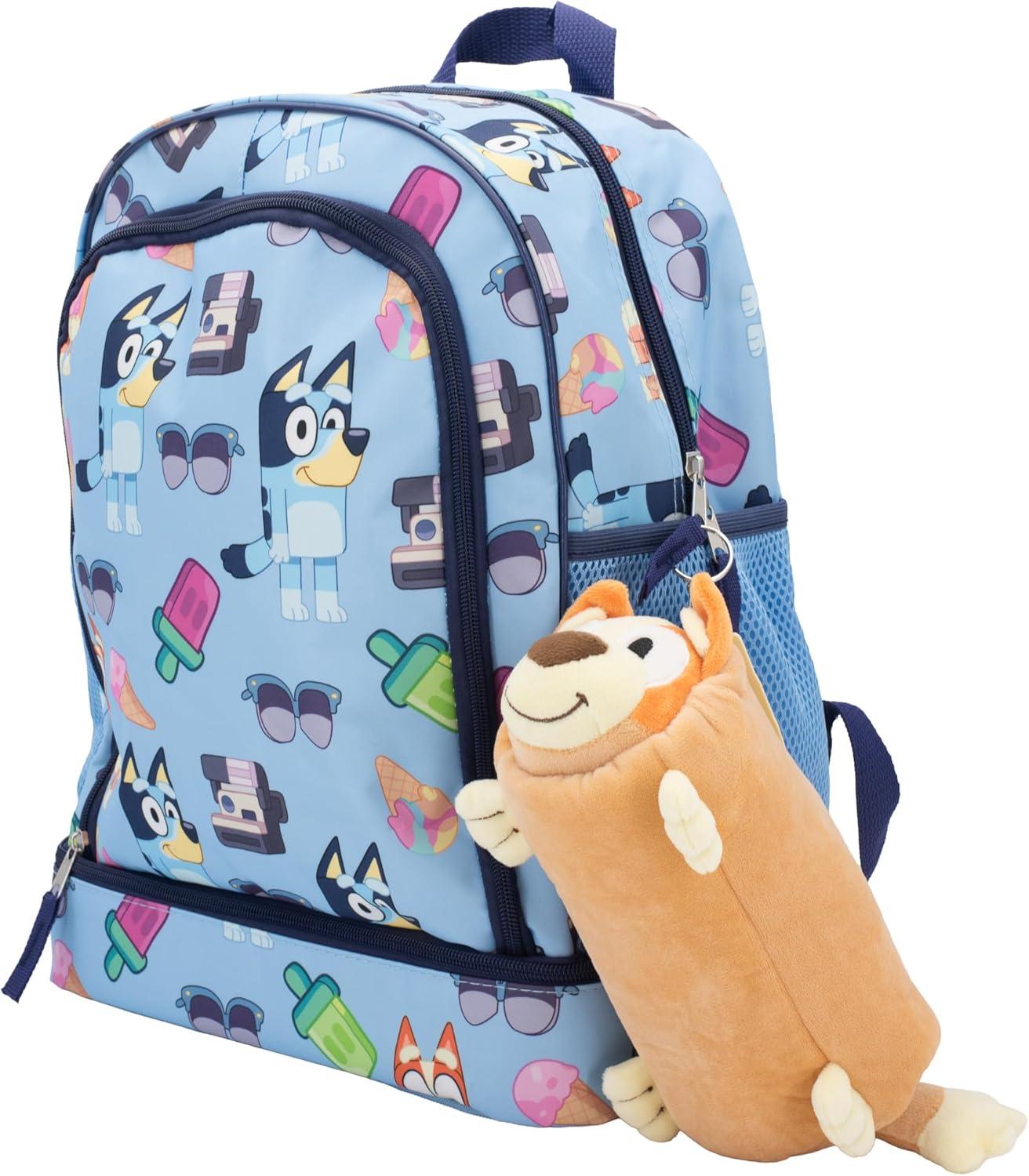 imageAI ACCESSORY INNOVATIONS Bluey Soft Plush MultiFunction Storage Case Kids Plush Bag Charm with 3D Features BlueBingo