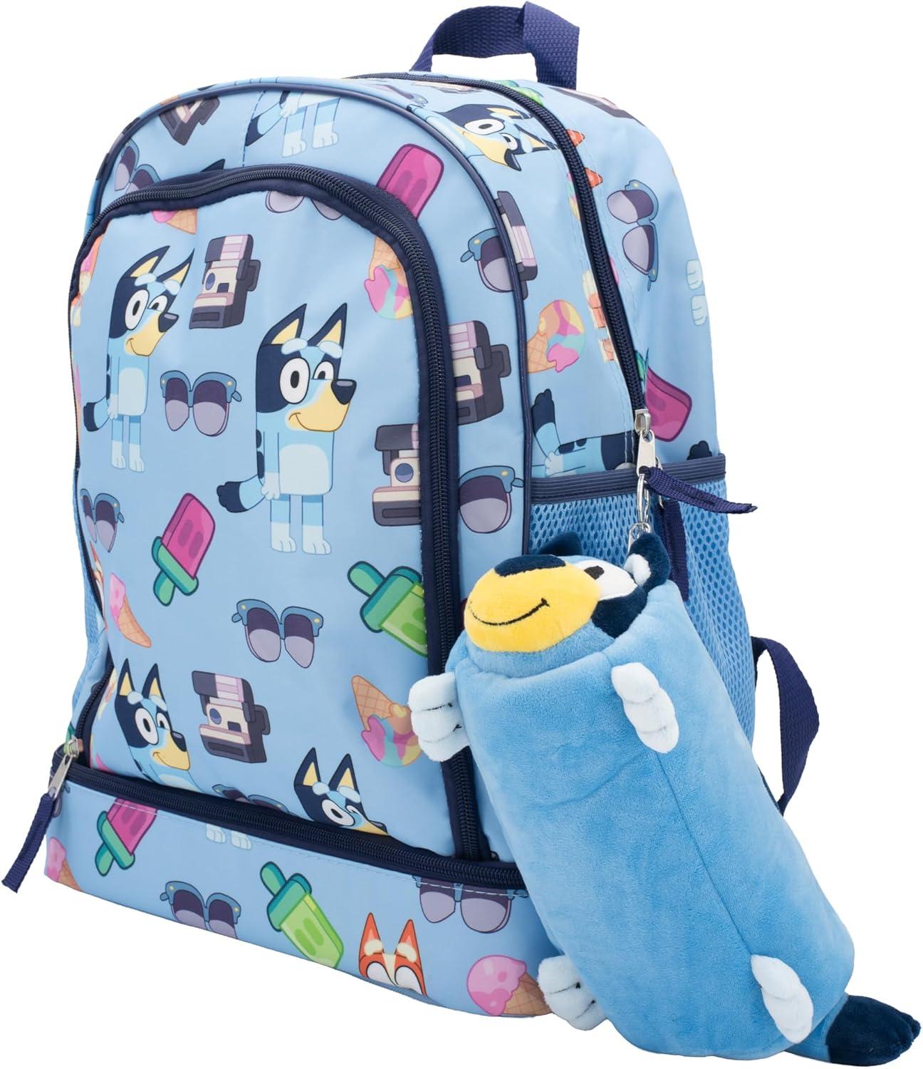 imageAI ACCESSORY INNOVATIONS Bluey Soft Plush MultiFunction Storage Case Kids Plush Bag Charm with 3D Features BlueBluey