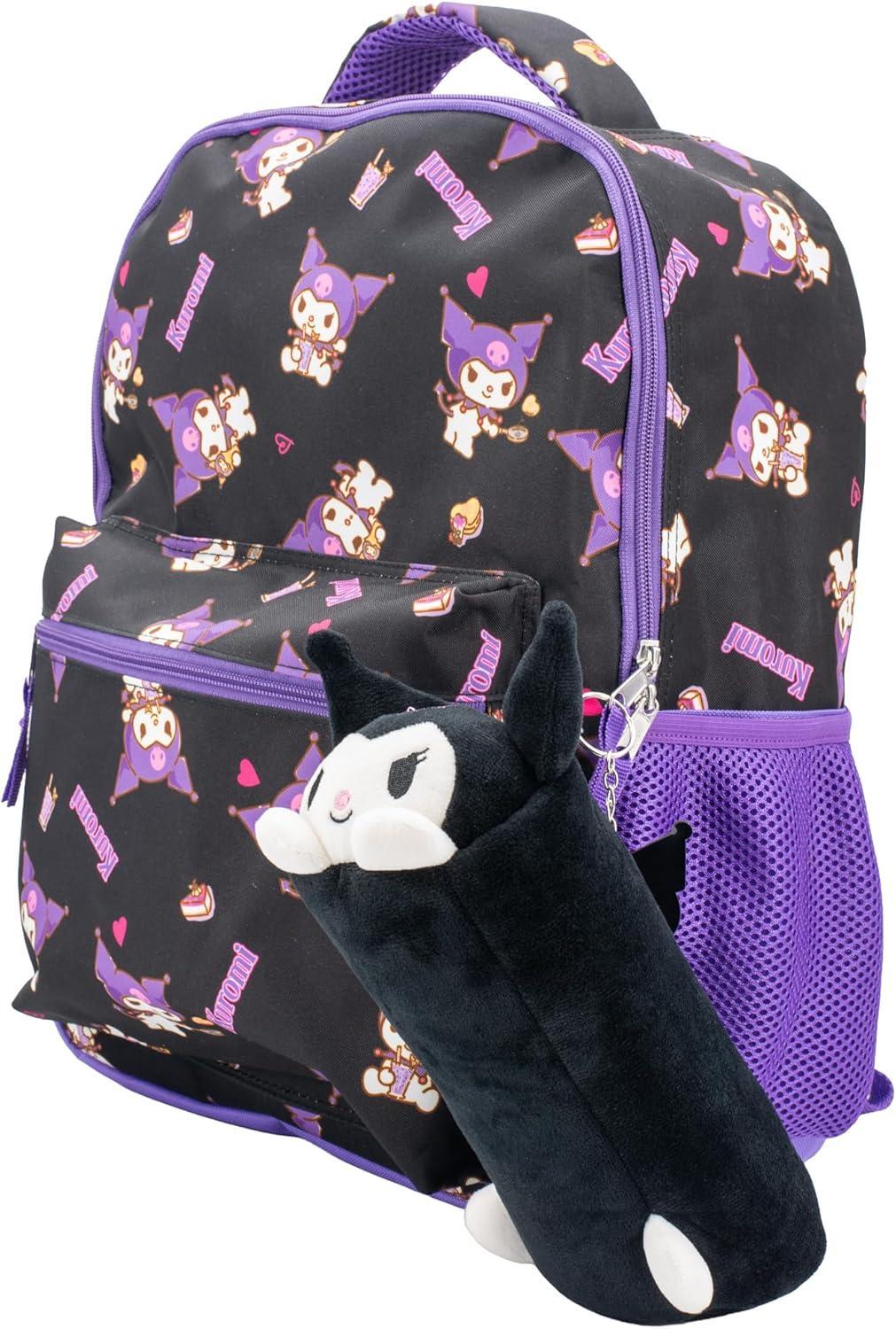 imageAI ACCESSORY INNOVATIONS Bluey Soft Plush MultiFunction Storage Case Kids Plush Bag Charm with 3D Features BlueKuromi
