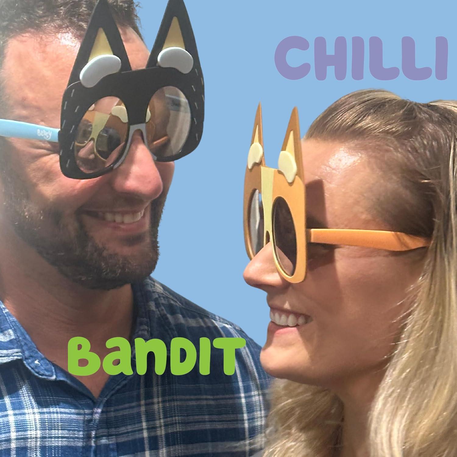 imageBLUEY Costume Sunglasses Bluey Bingo Bandit Chilli or Chattermax Costume Accessory Child and Adult SizeDadBandit
