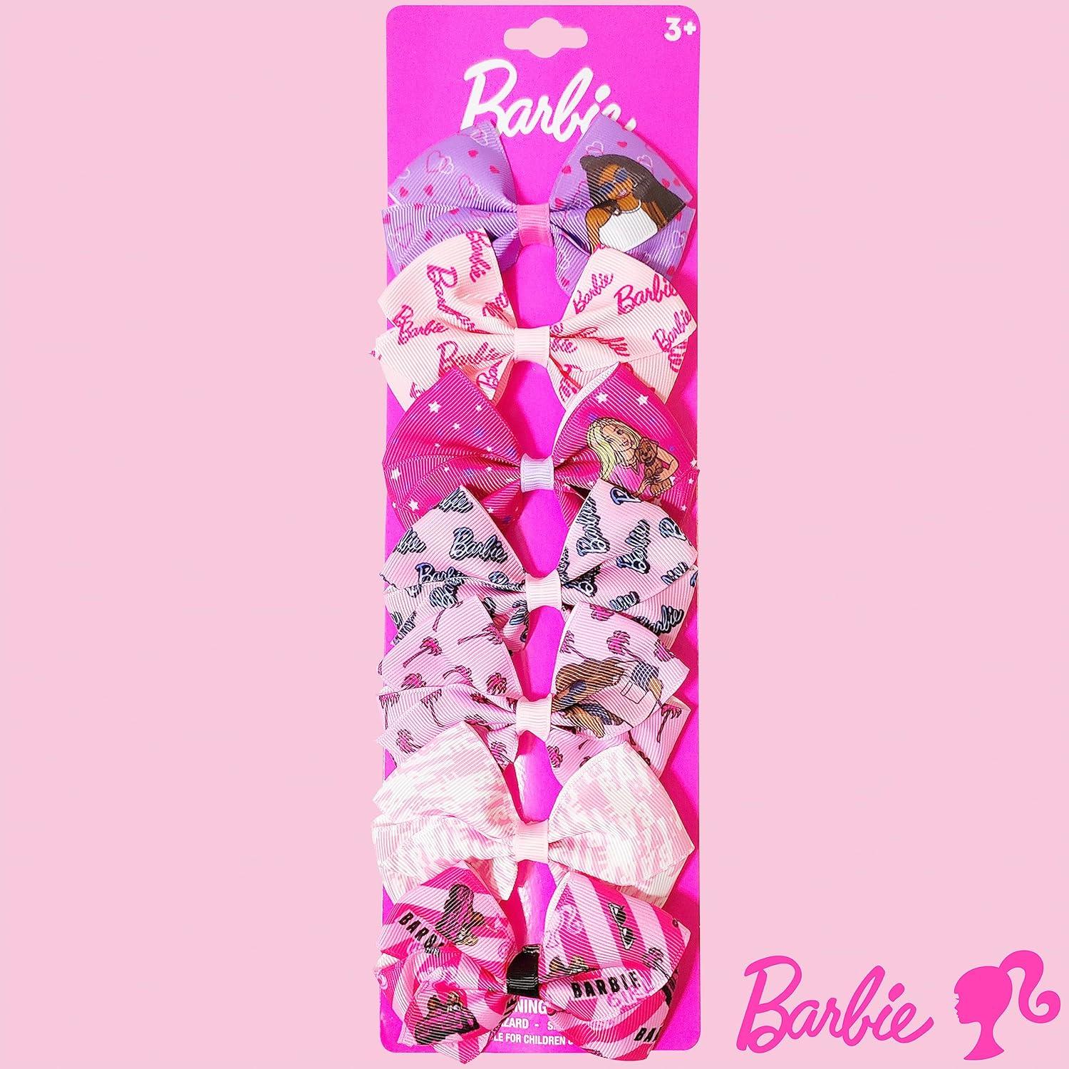 imageBaby Shark Kids Hair Bows Hair Accessories Gift Set 7 Pcs 4 Inch Bundle for Girls Different Character on each Clip Alligator Clip Ages 3 Barbie