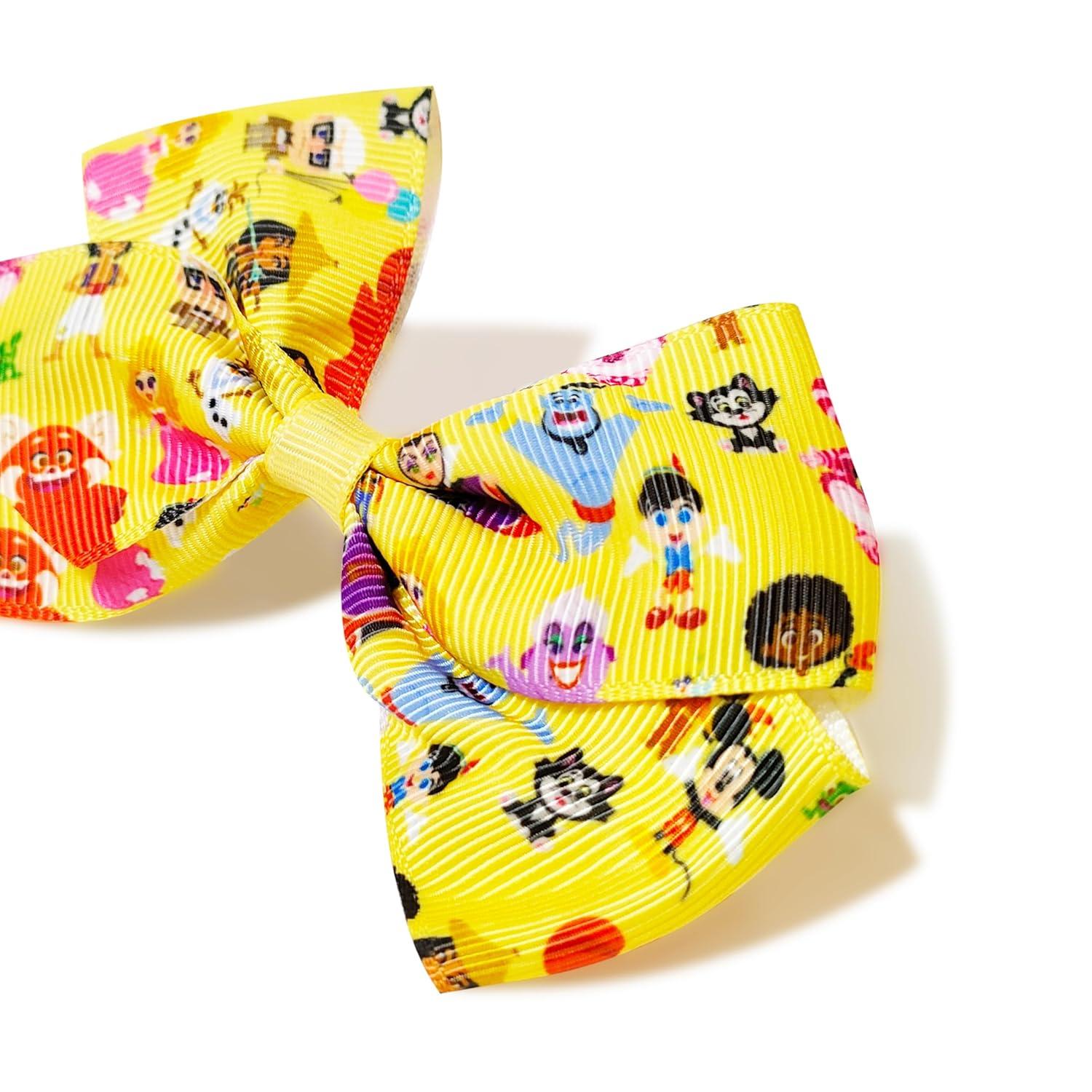 imageBaby Shark Kids Hair Bows Hair Accessories Gift Set 7 Pcs 4 Inch Bundle for Girls Different Character on each Clip Alligator Clip Ages 3 Disney 100th Anniversary