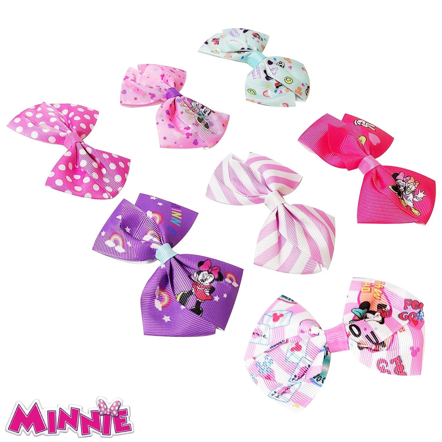 imageBaby Shark Kids Hair Bows Hair Accessories Gift Set 7 Pcs 4 Inch Bundle for Girls Different Character on each Clip Alligator Clip Ages 3 Disney Minnie Mouse