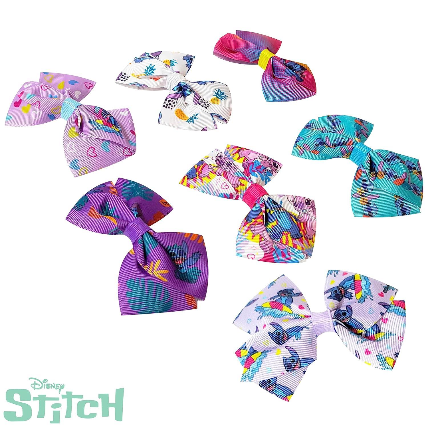 imageBaby Shark Kids Hair Bows Hair Accessories Gift Set 7 Pcs 4 Inch Bundle for Girls Different Character on each Clip Alligator Clip Ages 3 Disney Stitch