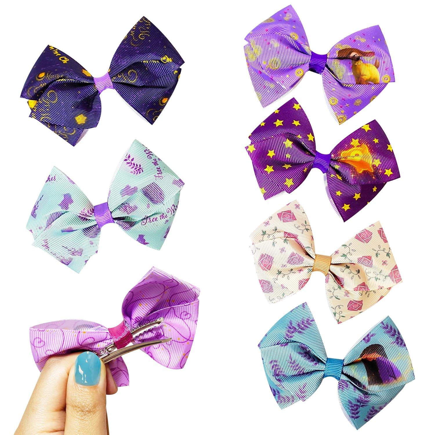 imageBaby Shark Kids Hair Bows Hair Accessories Gift Set 7 Pcs 4 Inch Bundle for Girls Different Character on each Clip Alligator Clip Ages 3 Disney Wish