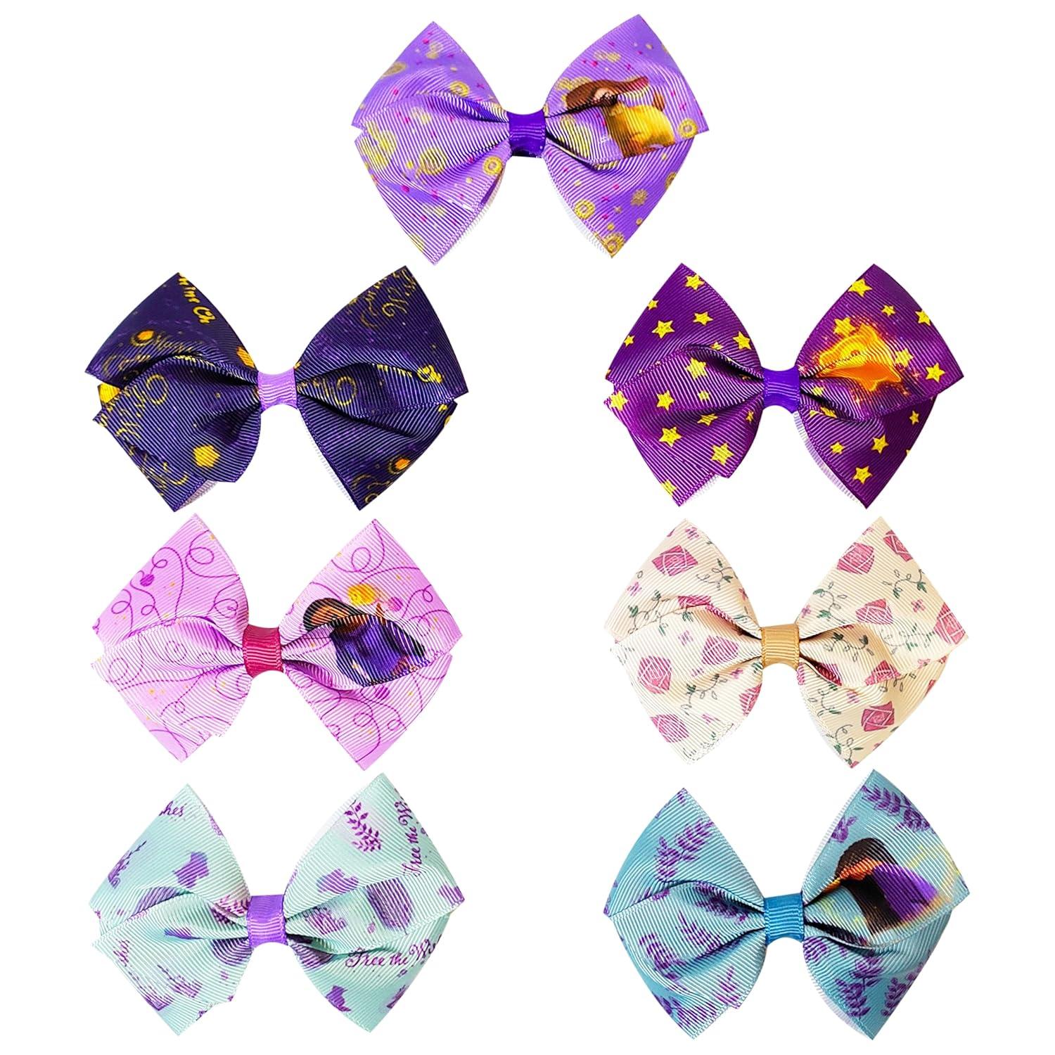 imageBaby Shark Kids Hair Bows Hair Accessories Gift Set 7 Pcs 4 Inch Bundle for Girls Different Character on each Clip Alligator Clip Ages 3 Disney Wish
