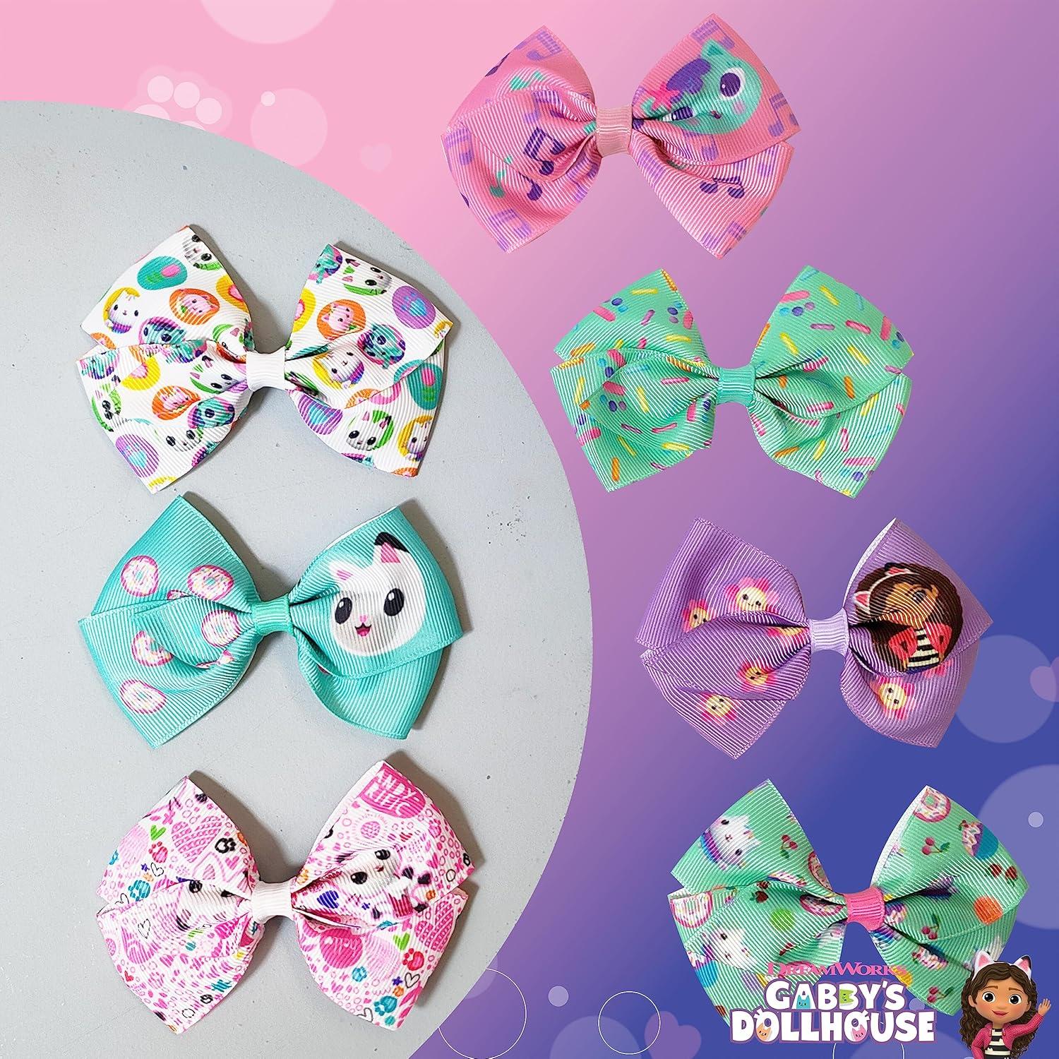imageBaby Shark Kids Hair Bows Hair Accessories Gift Set 7 Pcs 4 Inch Bundle for Girls Different Character on each Clip Alligator Clip Ages 3 Gabby