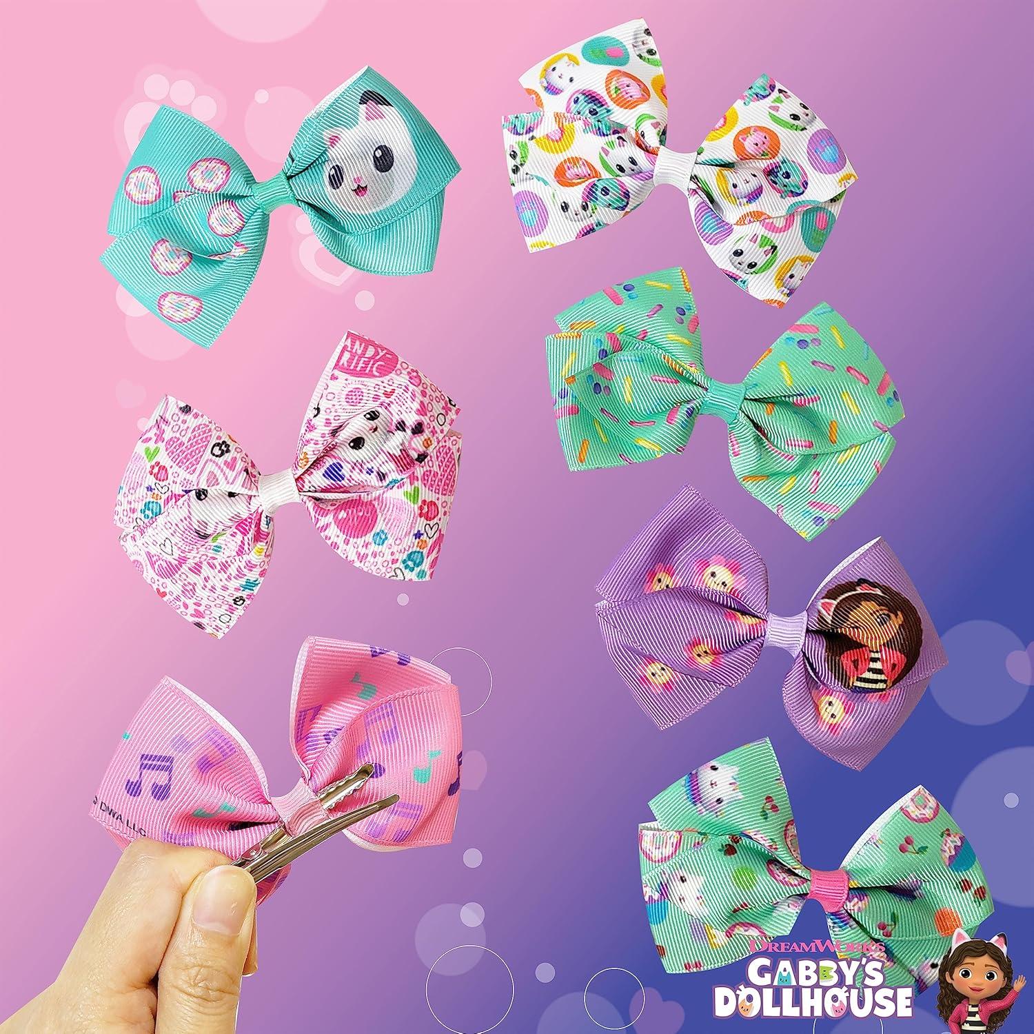 imageBaby Shark Kids Hair Bows Hair Accessories Gift Set 7 Pcs 4 Inch Bundle for Girls Different Character on each Clip Alligator Clip Ages 3 Gabby
