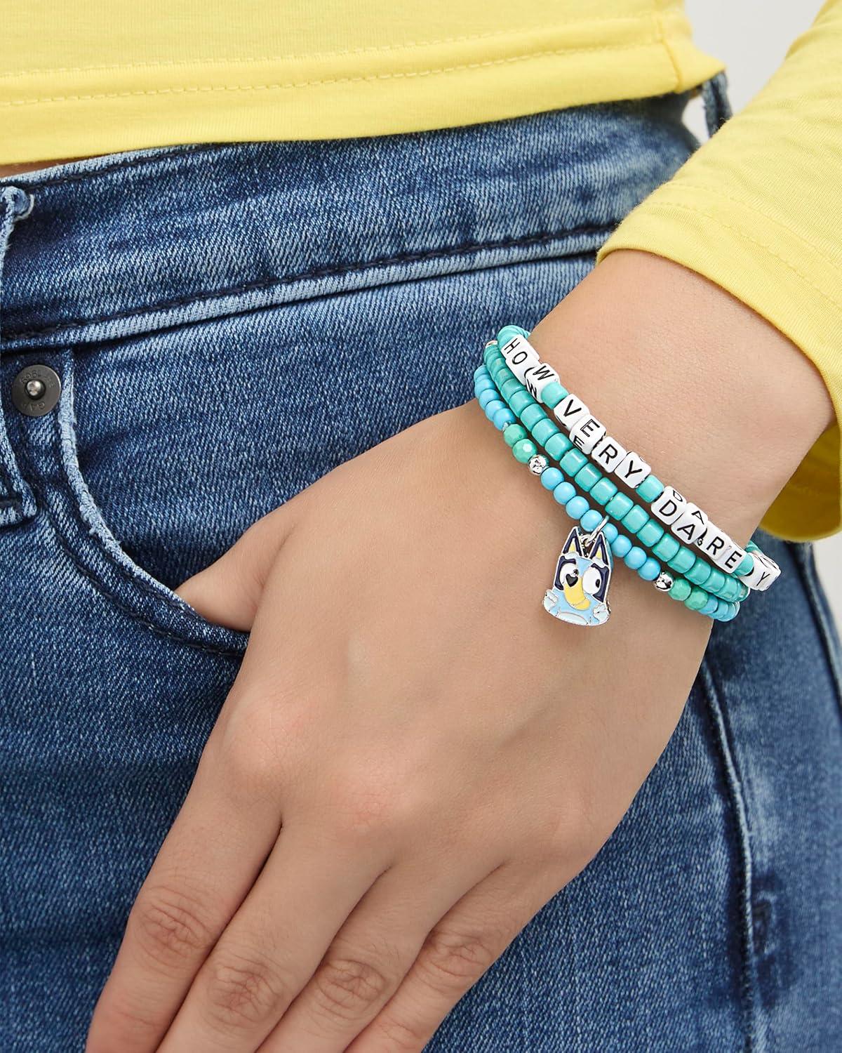 imageBingo and Bluey Bracelets for Girls 6Piece Set Official License Stretch Friendship Bracelets