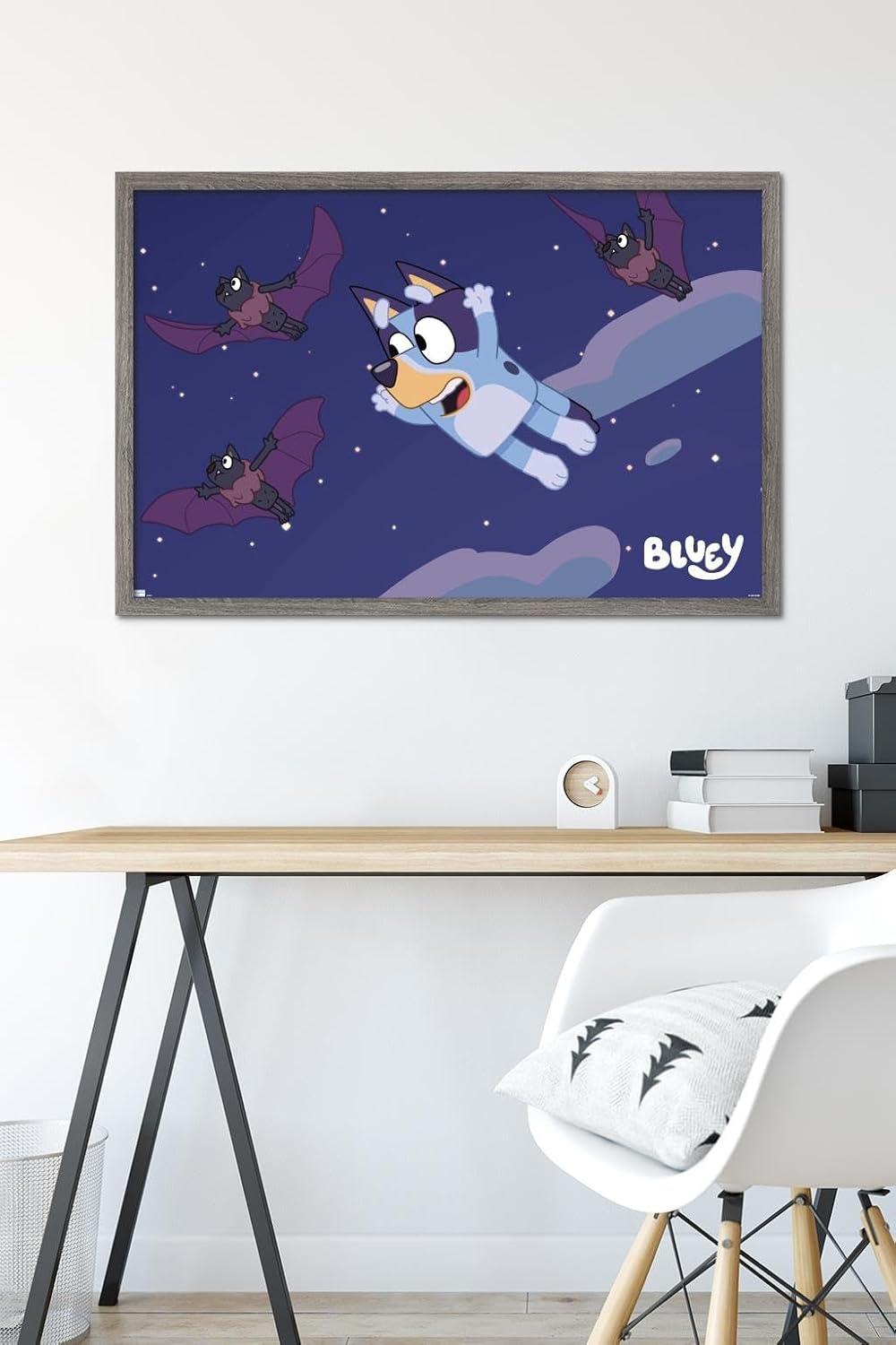 imageBluey Bats Wall Poster 19L x 13W Premium Unframed VersionBarnwood Framed Version