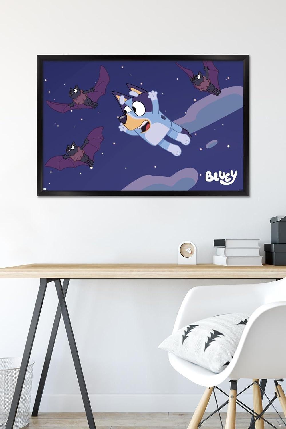 imageBluey Bats Wall Poster 19L x 13W Premium Unframed VersionBlack Framed Version