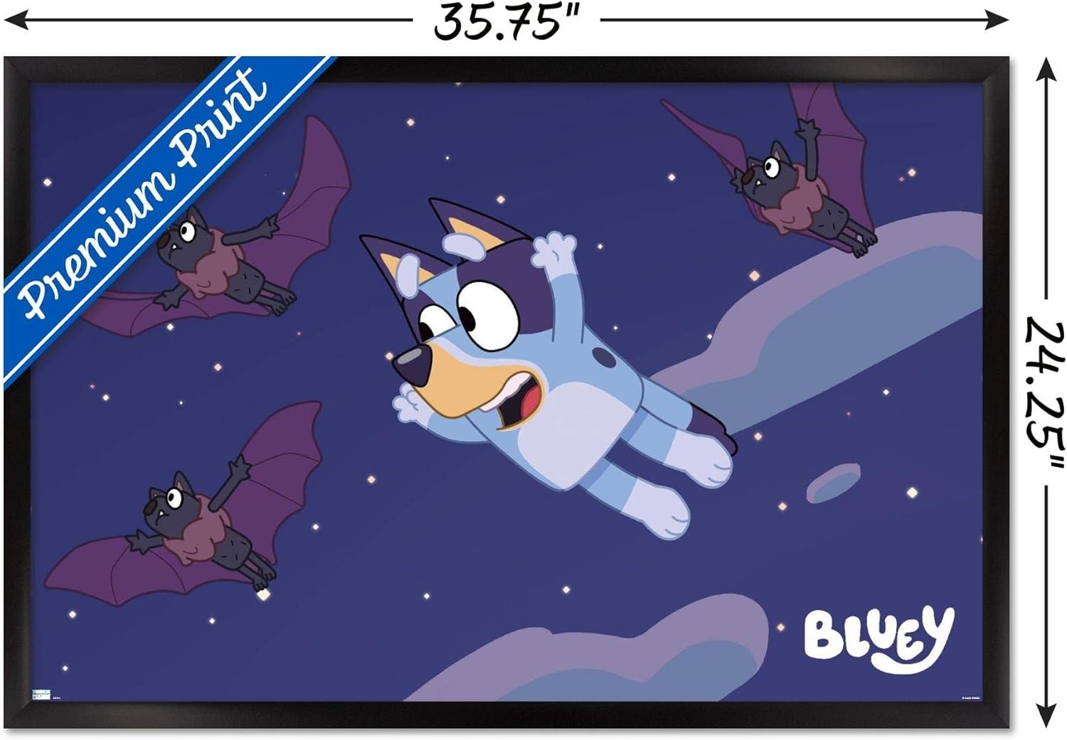 imageBluey Bats Wall Poster 19L x 13W Premium Unframed VersionBlack Framed Version