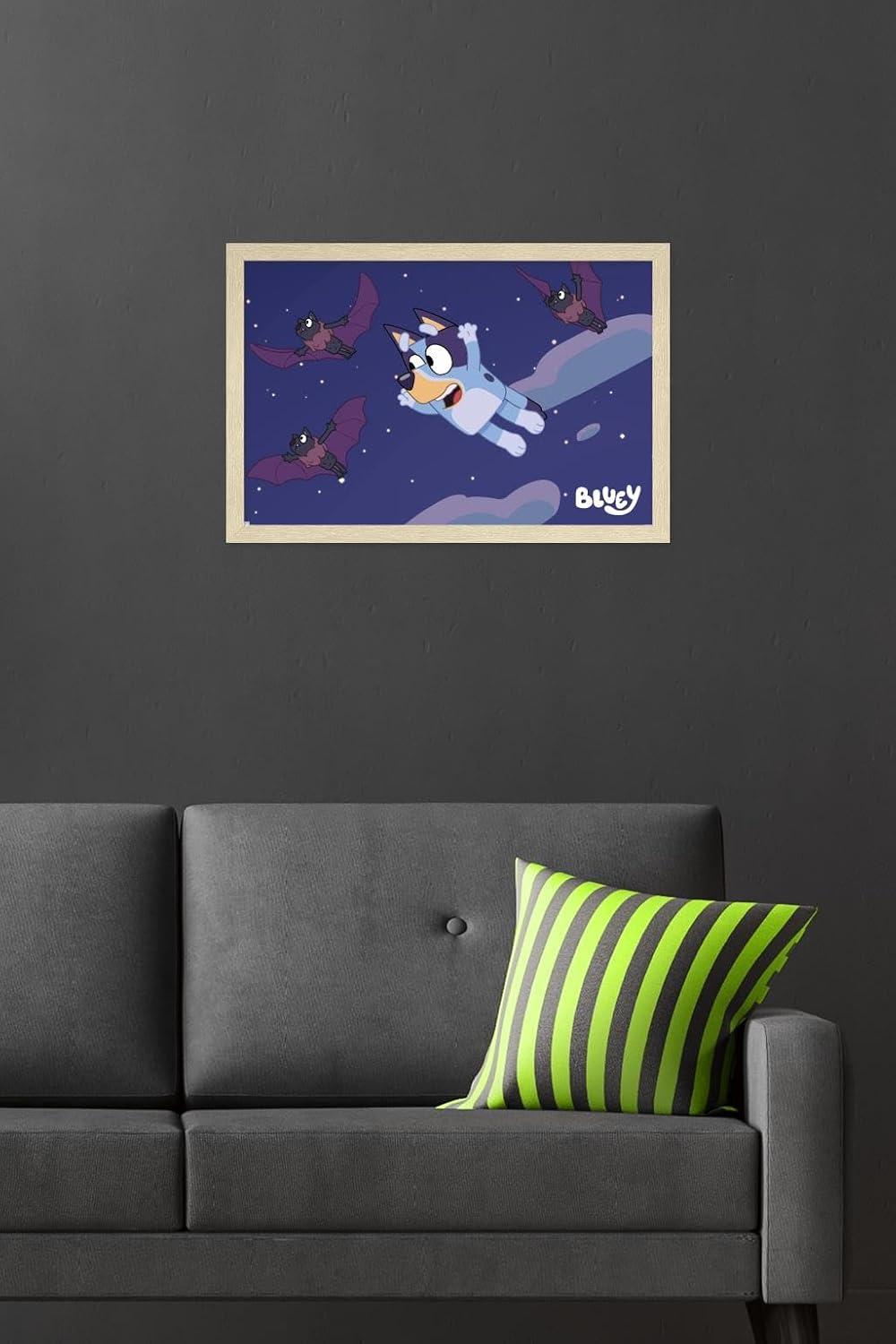 imageBluey Bats Wall Poster 19L x 13W Premium Unframed VersionBlonde Framed Version