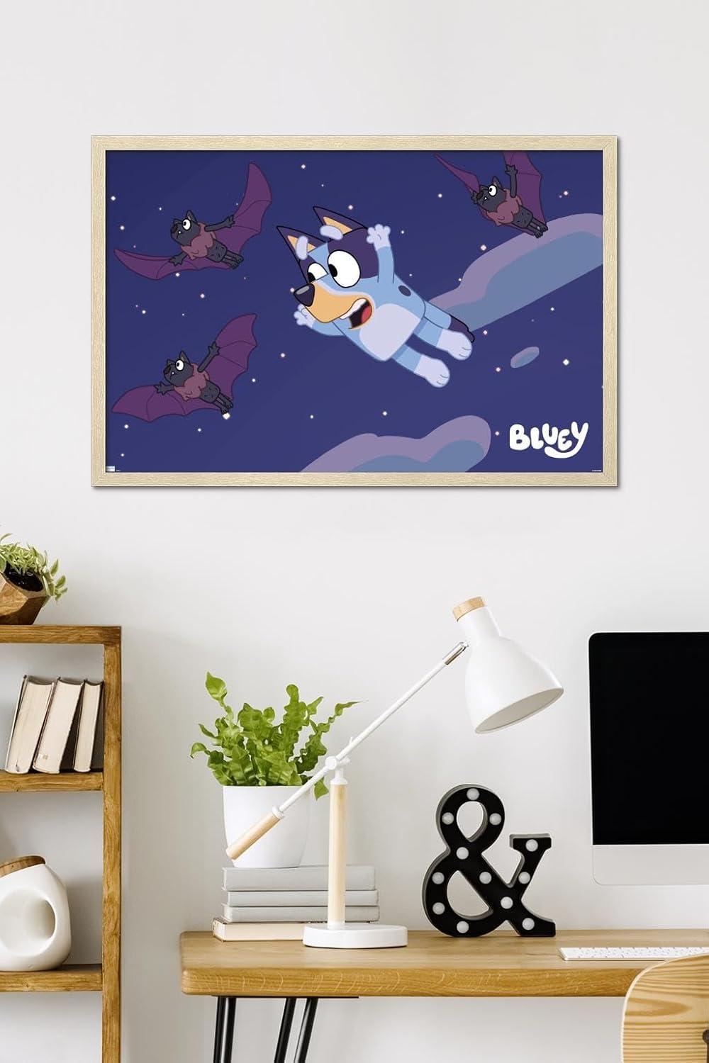 imageBluey Bats Wall Poster 19L x 13W Premium Unframed VersionBlonde Framed Version