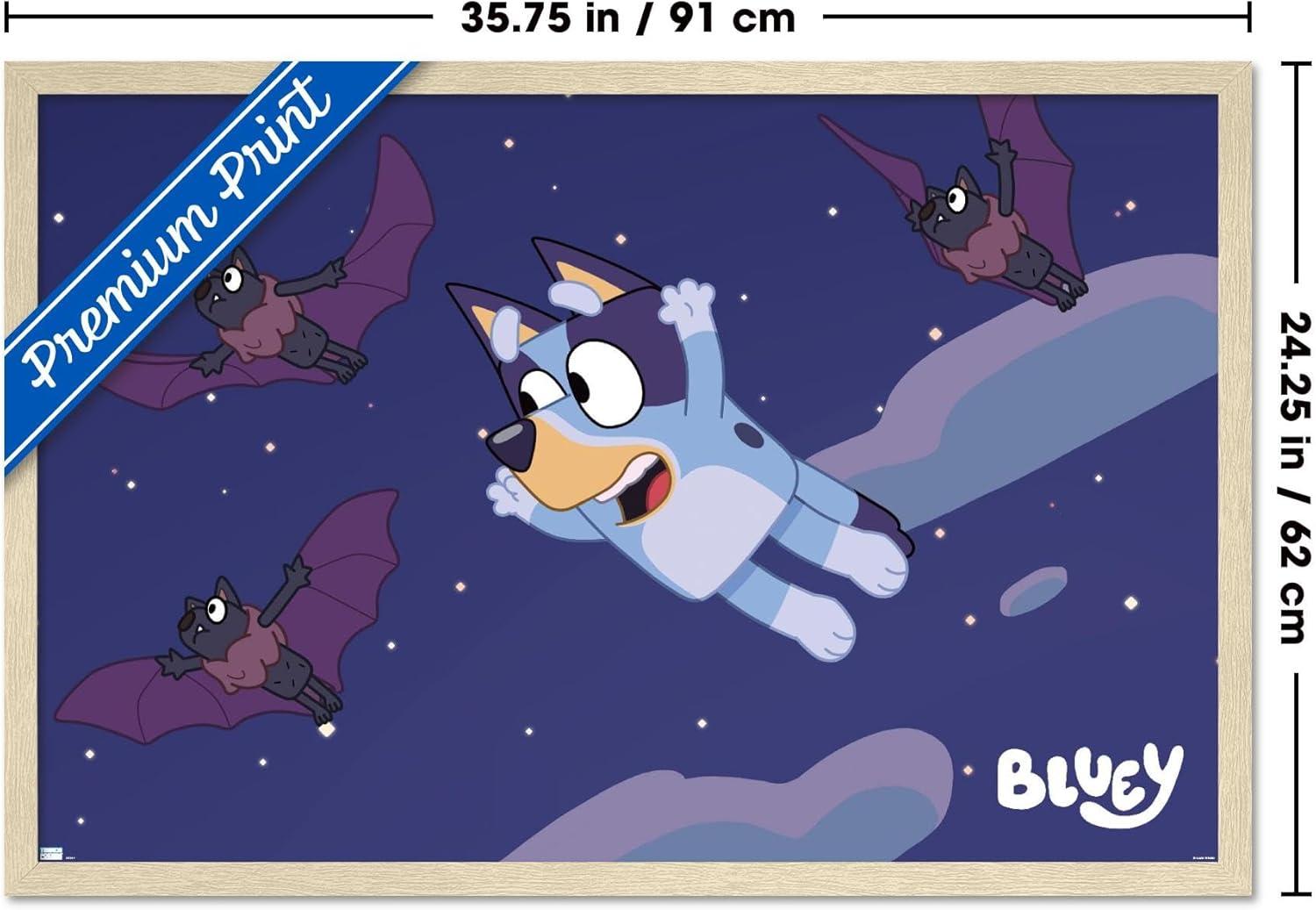 imageBluey Bats Wall Poster 19L x 13W Premium Unframed VersionBlonde Framed Version