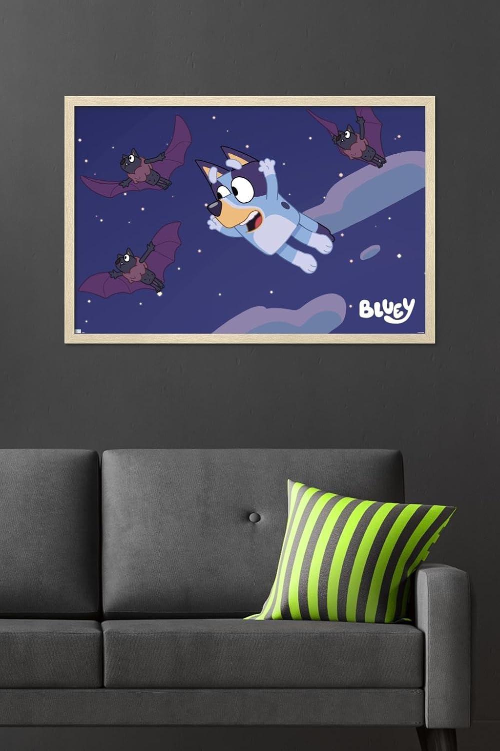imageBluey Bats Wall Poster 19L x 13W Premium Unframed VersionBlonde Framed Version
