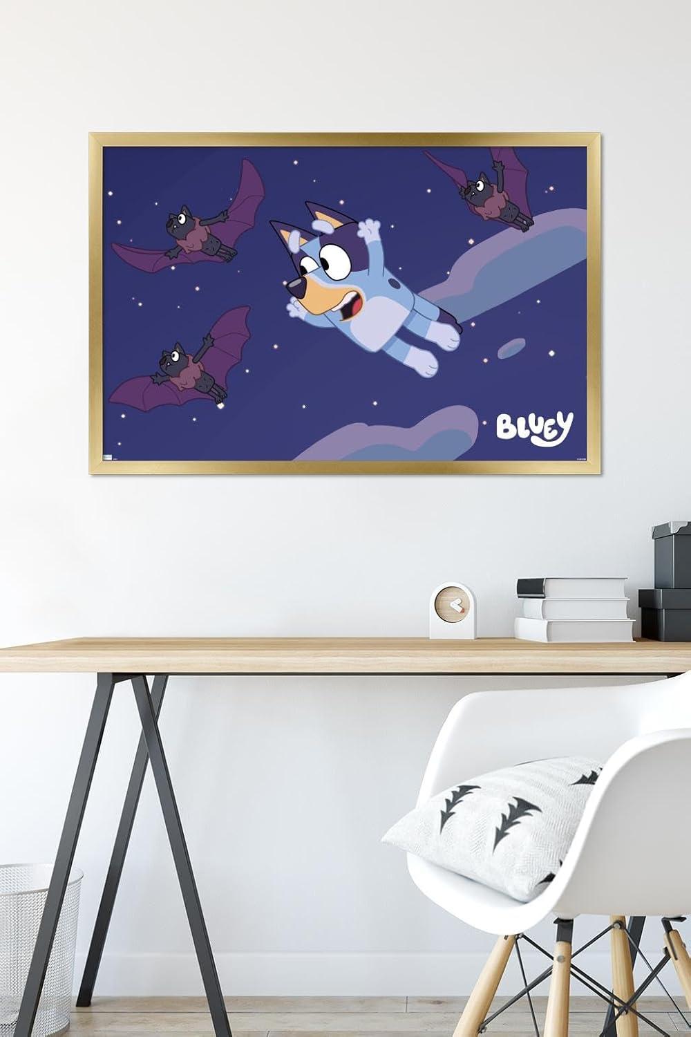 imageBluey Bats Wall Poster 19L x 13W Premium Unframed VersionGold Framed Version