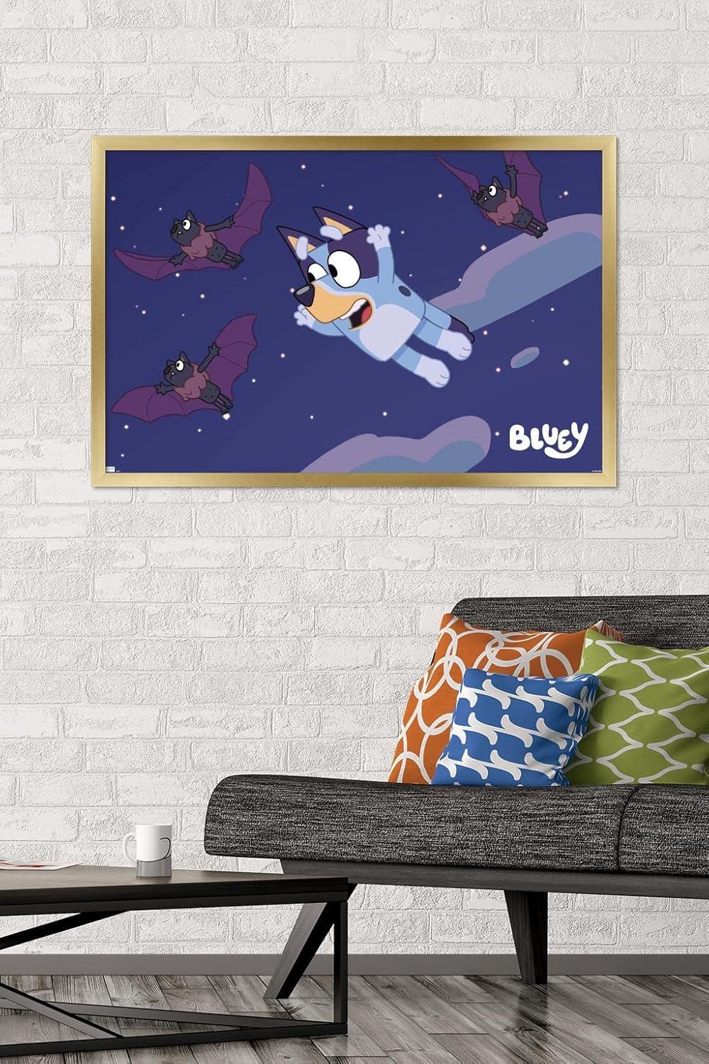 imageBluey Bats Wall Poster 19L x 13W Premium Unframed VersionGold Framed Version