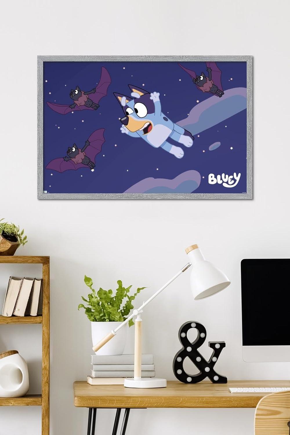 imageBluey Bats Wall Poster 19L x 13W Premium Unframed VersionGray Framed Version