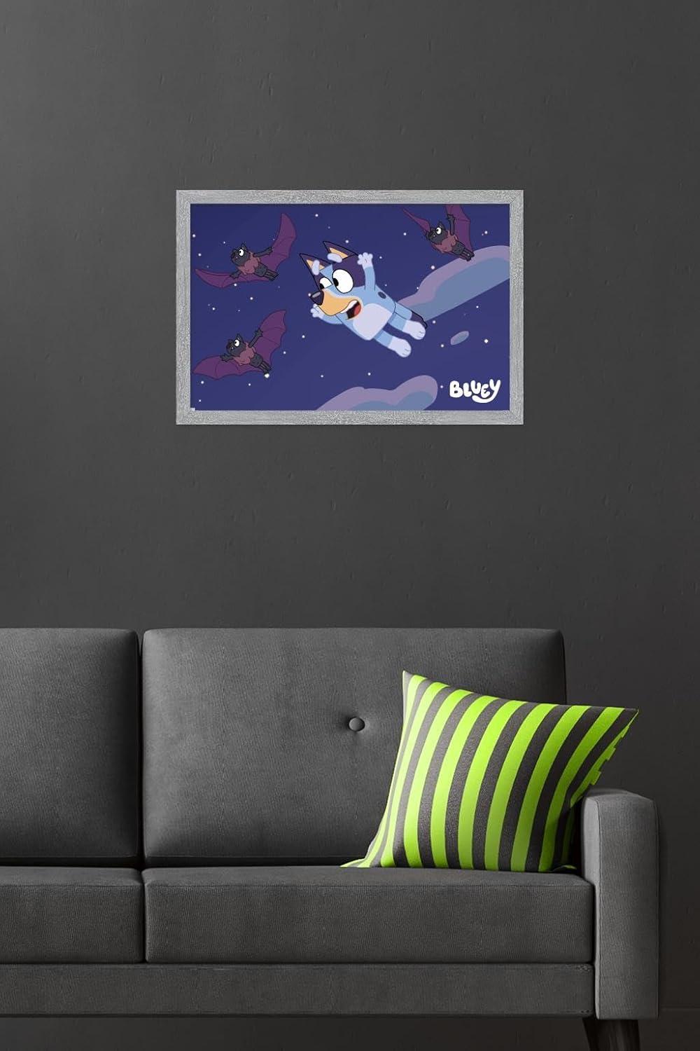 imageBluey Bats Wall Poster 19L x 13W Premium Unframed VersionGray Framed Version
