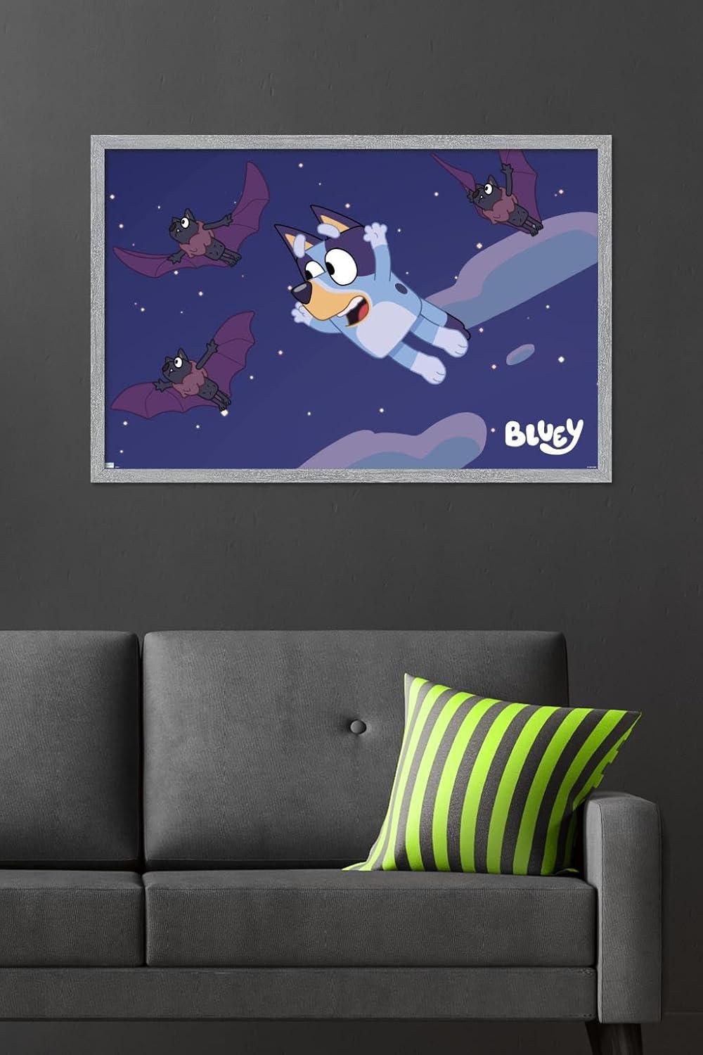 imageBluey Bats Wall Poster 19L x 13W Premium Unframed VersionGray Framed Version